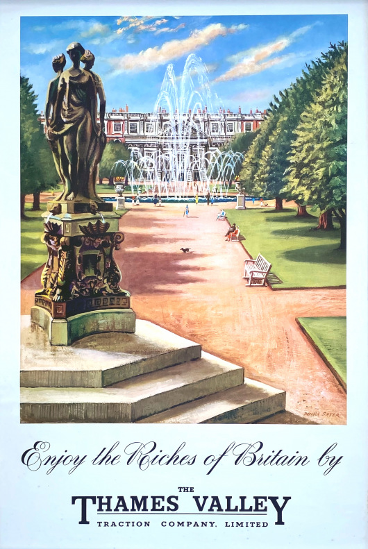 Derrick Sayer, Hampton Court - Thames Valley Traction Company, original vintage poster