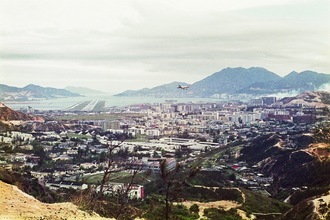 View of the final approach to Kai Tak Airport from Beacon Hill