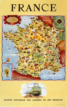 France - Société Nationale des Chemins de Fer Français (Pictorial Map)