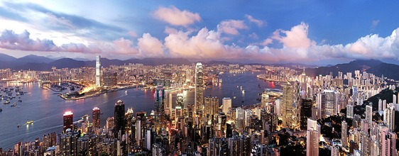 View over Hong Kong from Lugard Road at Dusk